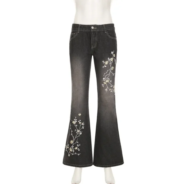 Floral Embroidery Jeans - Image 5