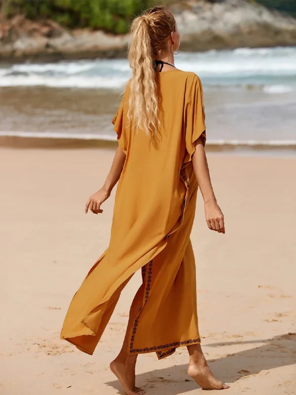 2025 Yellow Embroidered Loose Kaftan - Image 6