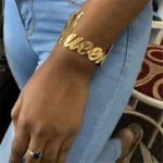Personalized Stainless Steel Charm Wide Bracelet - Image 2