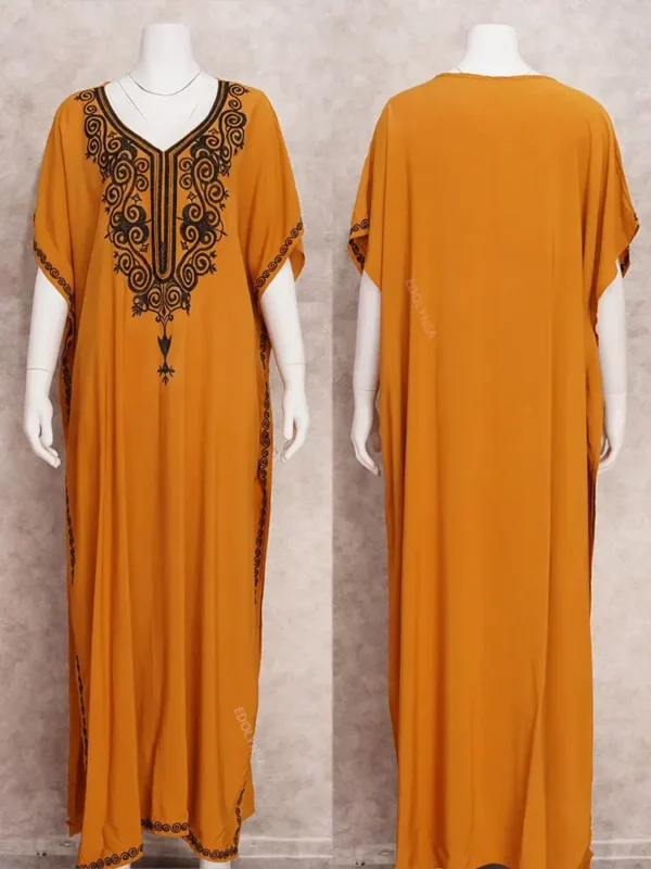 2025 Yellow Embroidered Loose Kaftan - Image 5