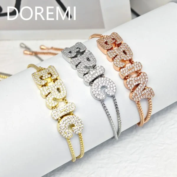DOREMI Crystal Zircon Name Customized Letter Doubel Chain - Image 5