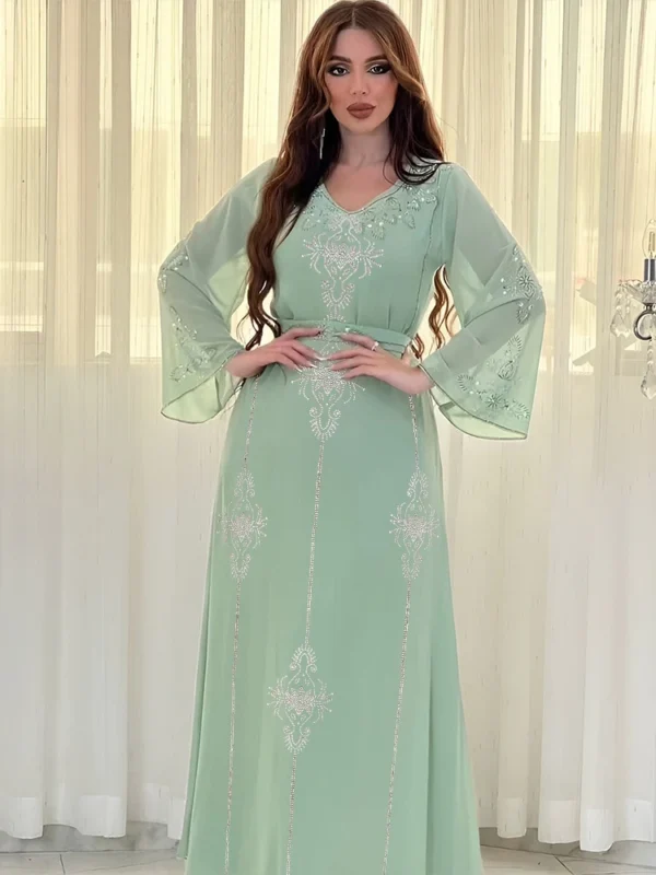 Eid Jalabiya Muslim Abaya Party Dress for Women - Image 4