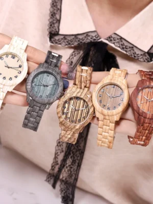 Luxury Watches Women Wood Grain Simple Quartz