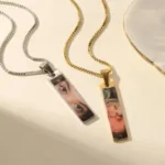 Engrave Eye Colorful Picture Rectangle Necklace Stainless Steel - Image 2
