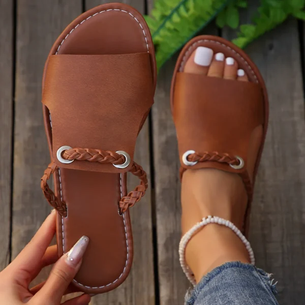 New Women's Shoes Square Head Cross Flat
