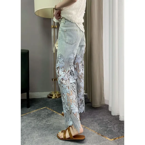 Summer New Vintage Flower Hollowed-out Jeans - Image 5