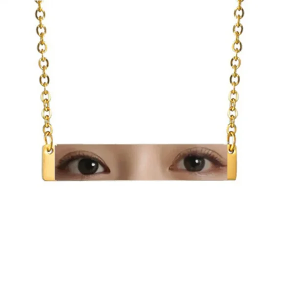 Engrave Eye Colorful Picture Rectangle Necklace Stainless Steel - Image 5