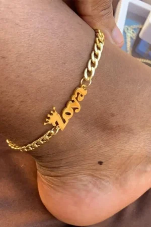 Custom Stainless Steel Crown Name Anklet Women Men
