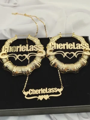 Customized Name Necklace Stainless Steel Set