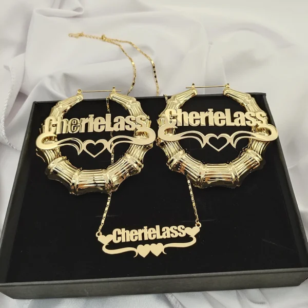Customized Name Necklace Stainless Steel Set
