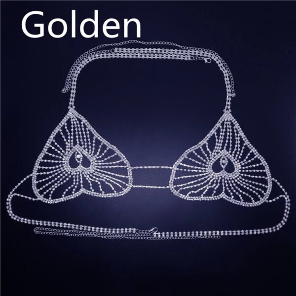 Peach Heart Shaped Rhinestone New Product Body Chain Set - Image 4