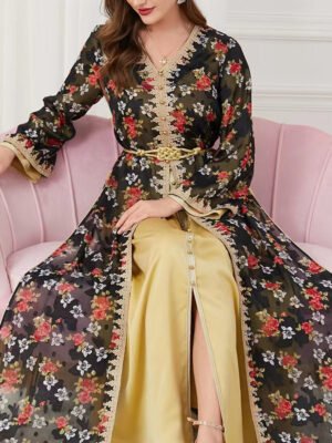 Women's Fashion Long-sleeved V-neck Dresses Two-piece