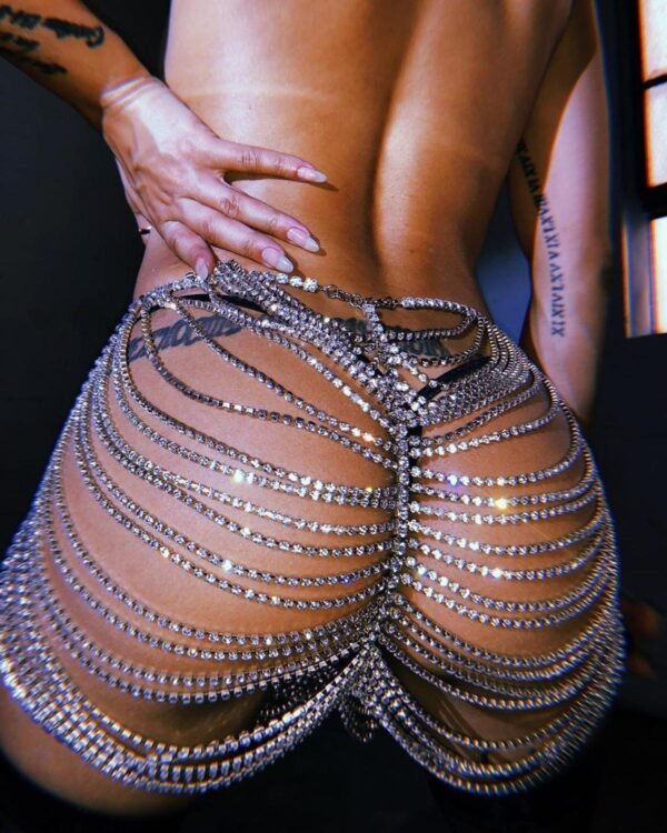 Hollow Sexy Skirt Body Chain Rhinestone Top Skirt - Image 3