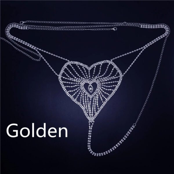 Peach Heart Shaped Rhinestone New Product Body Chain Set - Image 2