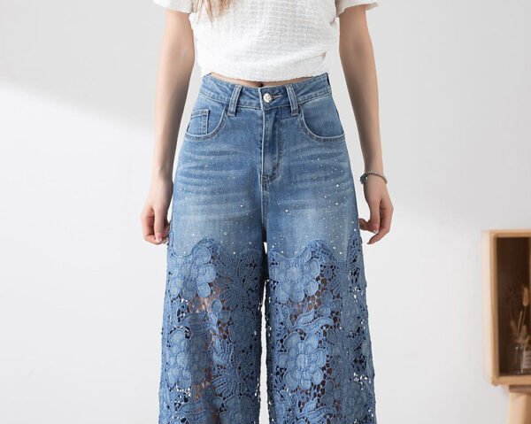 Women's Stitching High Waist Wide Leg Pants - Image 10