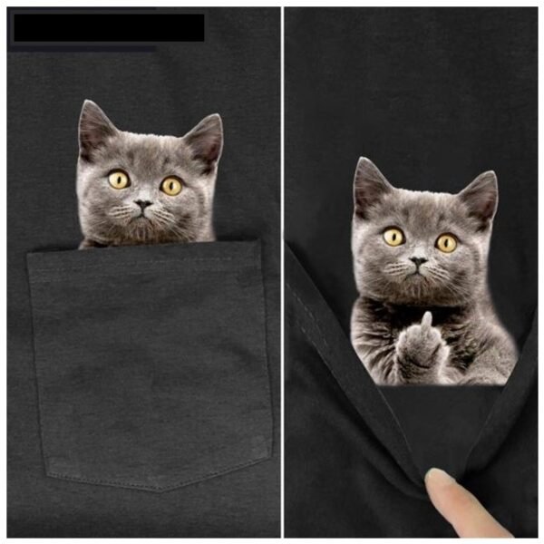 Men'S T-Shirt Fashion Brand Summer Pocket Cat