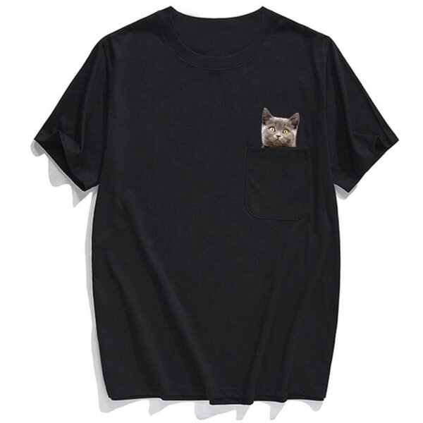 Men'S T-Shirt Fashion Brand Summer Pocket Cat - Image 3