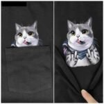 Men'S T-Shirt Fashion Brand Summer Pocket Cat - Image 5