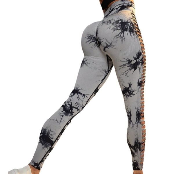 Sports Breathable Quick-drying Side Hollow Tie-dye Yoga Pants - Image 5