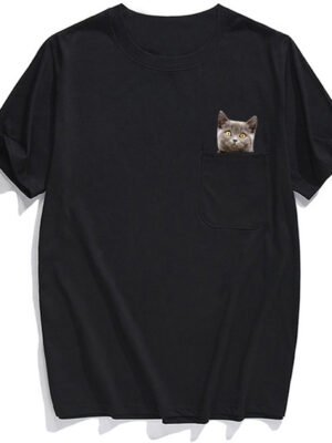 Men's T Shirt Fashion Brand Summer Pocket Despise Cat