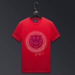 Men's Rhinestone Tiger Head Summer American Plus Size Half Sleeve Cotton T-shirt - Image 6