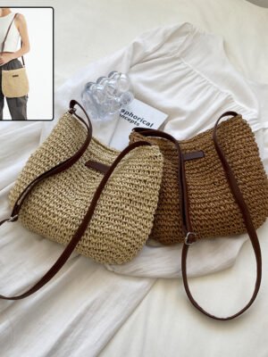 Niche Design Vacation Straw Tote Bag