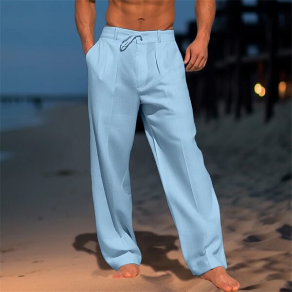 Casual Wide-Leg Straight Pants With Pockets Fashion Drawstring Trousers For Men Clothing - Image 5
