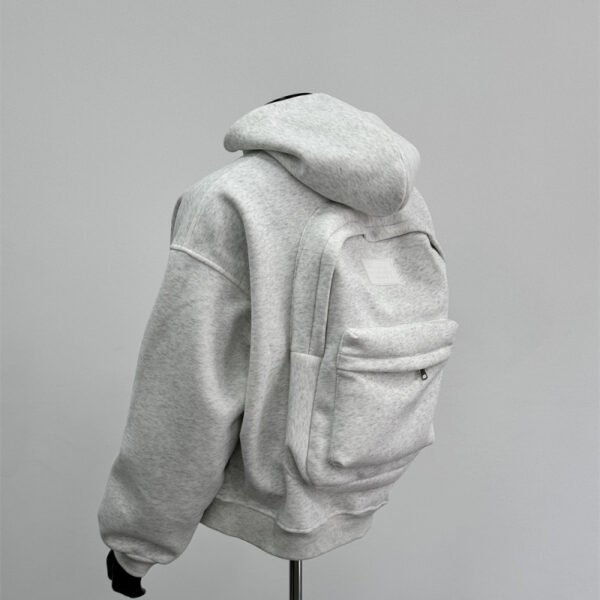 Back Schoolbag Design Men's Coat Flower Gray - Image 7