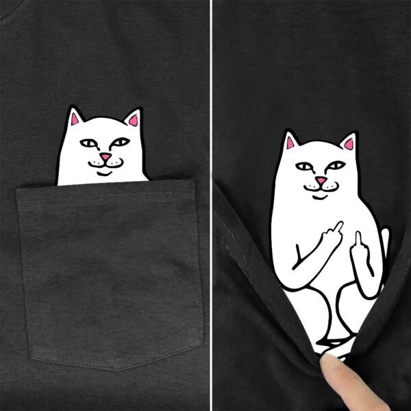 Men's T Shirt Fashion Brand Summer Pocket Despise Cat - Image 10