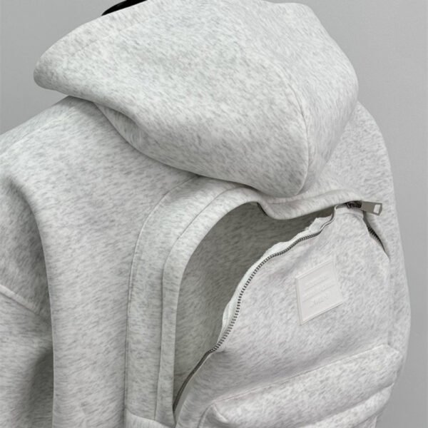 Back Schoolbag Design Men's Coat Flower Gray - Image 6