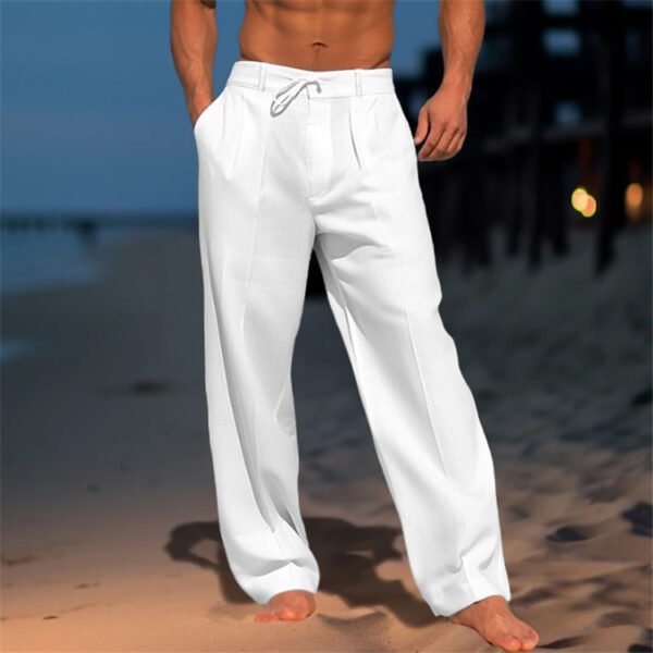 Casual Wide-Leg Straight Pants With Pockets Fashion Drawstring Trousers For Men Clothing - Image 6