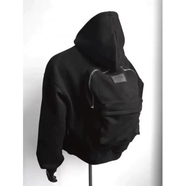 Back Schoolbag Design Men's Coat Flower Gray - Image 5
