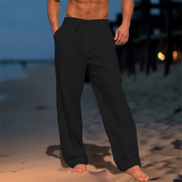 Casual Wide-Leg Straight Pants With Pockets Fashion Drawstring Trousers For Men Clothing - Image 3
