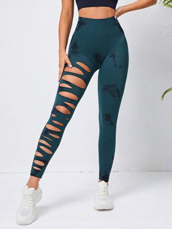 Hollow Tie-dye Yoga Pants High Waist Hip Lift Fitness Pants - Image 9