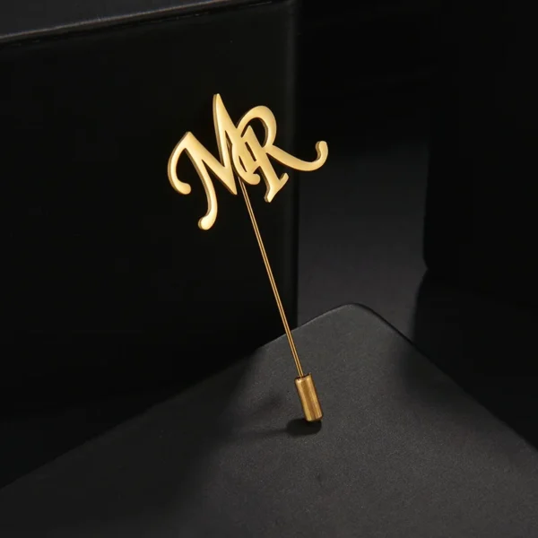 Custom Initials Lapel Brooch Letters - Image 3