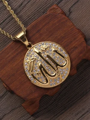 Gold Color Muslim Allah Quran Pendant Necklace Men Women