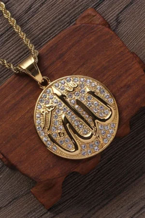 Gold Color Muslim Allah Quran Pendant Necklace Men Women