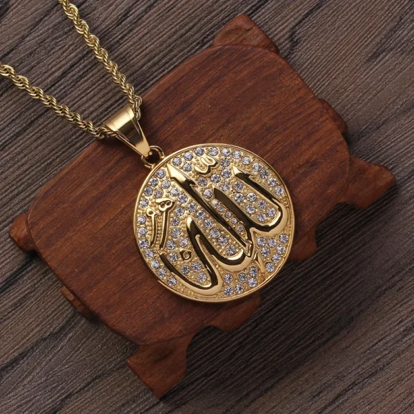 Gold Color Muslim Allah Quran Pendant Necklace Men Women