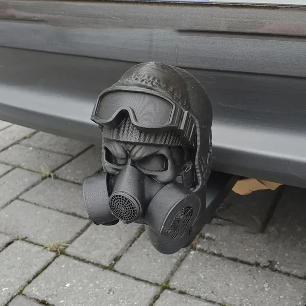 Trailer Hitch Cover With Steel Helmet And Gas Mask - Image 2