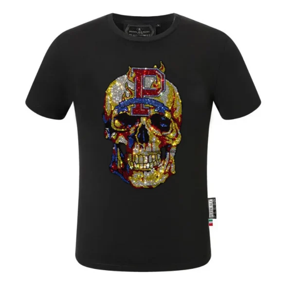 Top Rhinestones Tee Men's Fashion Round Neck - Image 2