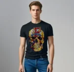 Top Rhinestones Tee Men's Fashion Round Neck