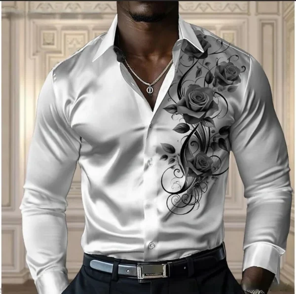 High-end men's rose shirt - Image 4