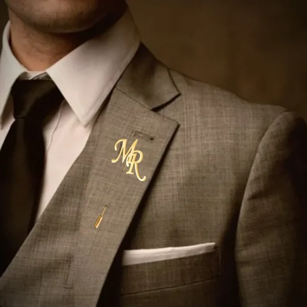 Custom Initials Lapel Brooch Letters
