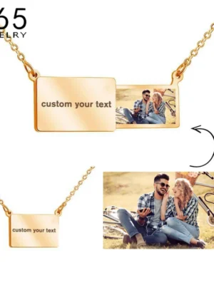Custom Colorful Picture With Engrave Message Envelope Necklace