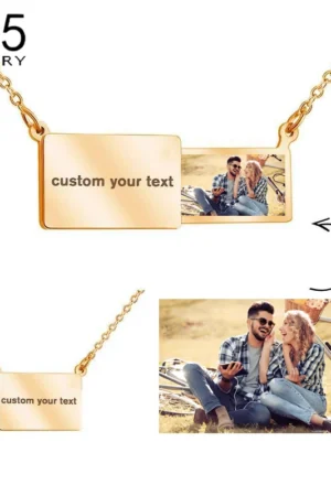 Custom Colorful Picture With Engrave Message Envelope Necklace