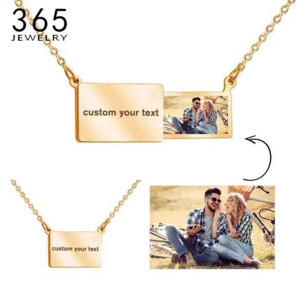 Custom Colorful Picture With Engrave Message Envelope Necklace