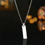 Personalized Custom Eye Line Rectangle Stainless Steel Engrave Necklace For Men - Image 4