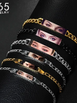 Personalized Engrave Eye Colorful Picture Customized Bracelet Stainless Steel For Women Men