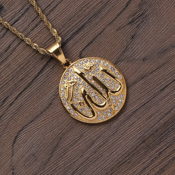 Gold Color Muslim Allah Quran Pendant Necklace Men Women - Image 2