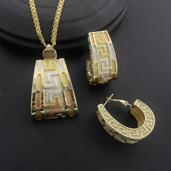 Italian Brazilian 24K Gold Plated Copper Jewelry Set - Image 2